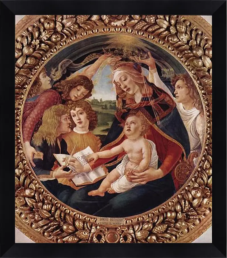 Картина в раме - Madonna with Christ Child. Сандро Боттичелли