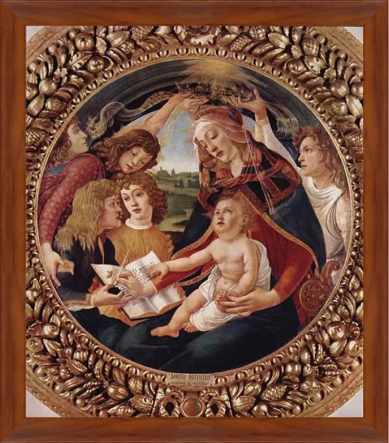 Картина в раме - Madonna with Christ Child. Сандро Боттичелли