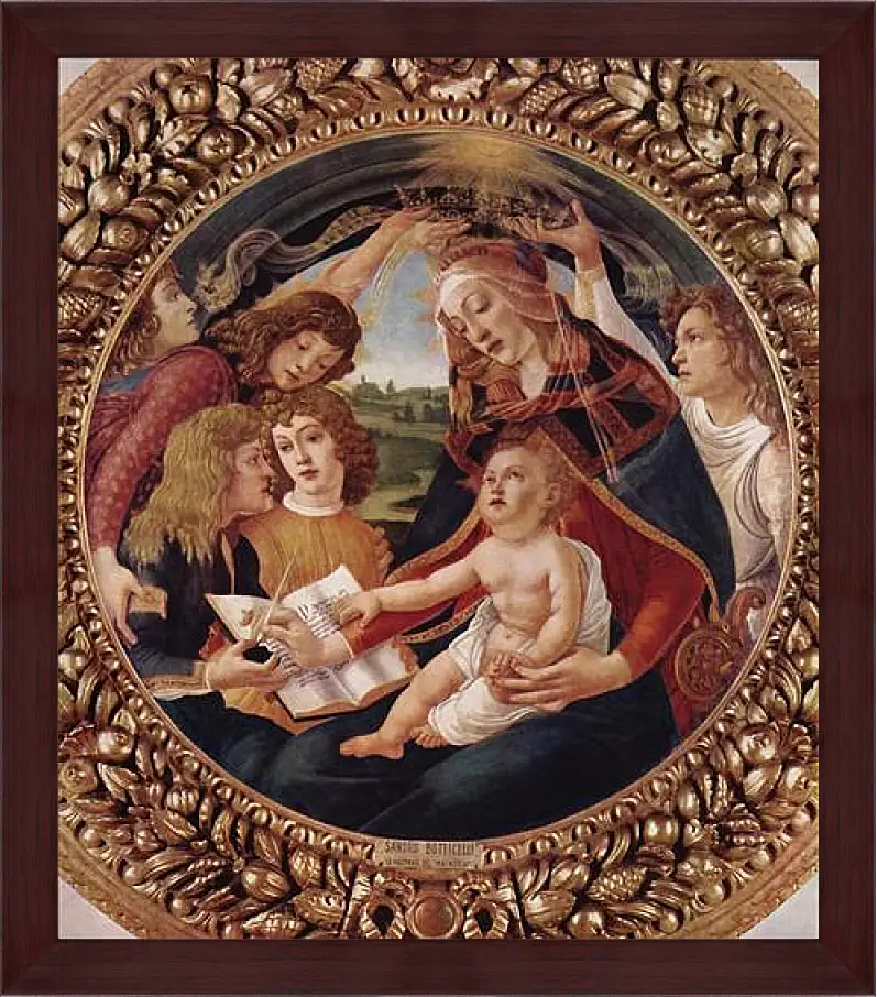 Картина в раме - Madonna with Christ Child. Сандро Боттичелли