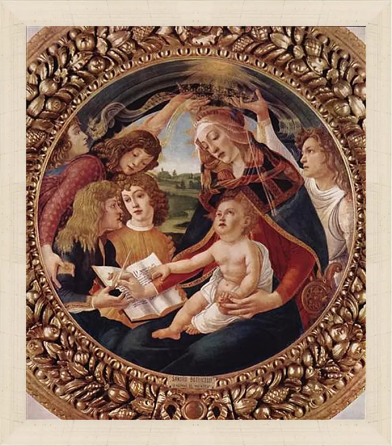 Картина в раме - Madonna with Christ Child. Сандро Боттичелли