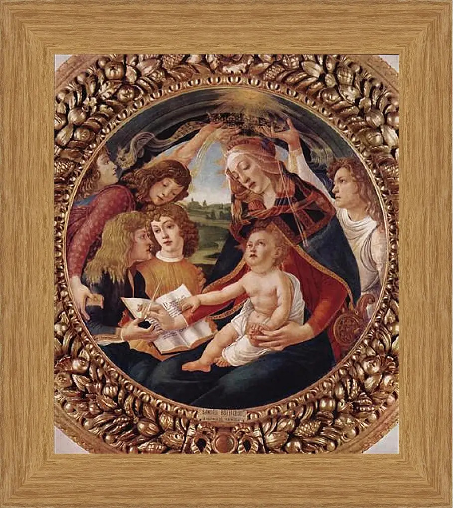 Картина в раме - Madonna with Christ Child. Сандро Боттичелли