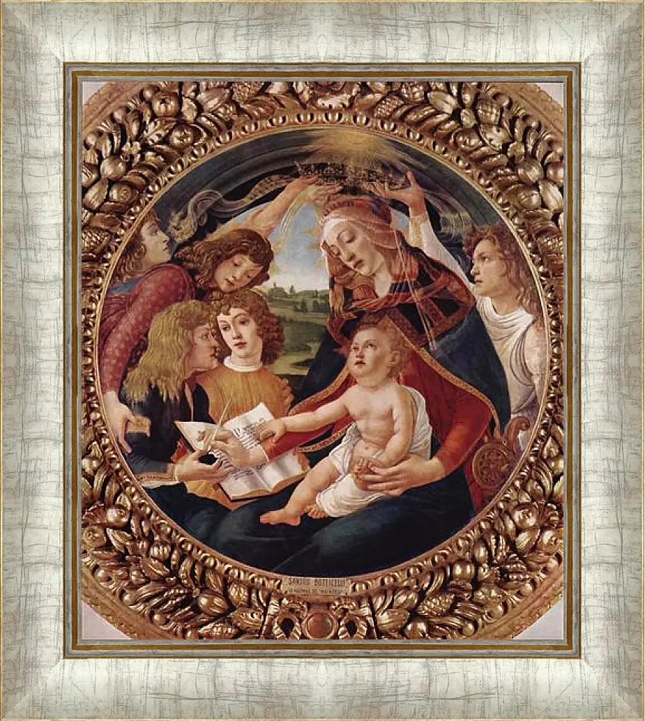 Картина в раме - Madonna with Christ Child. Сандро Боттичелли