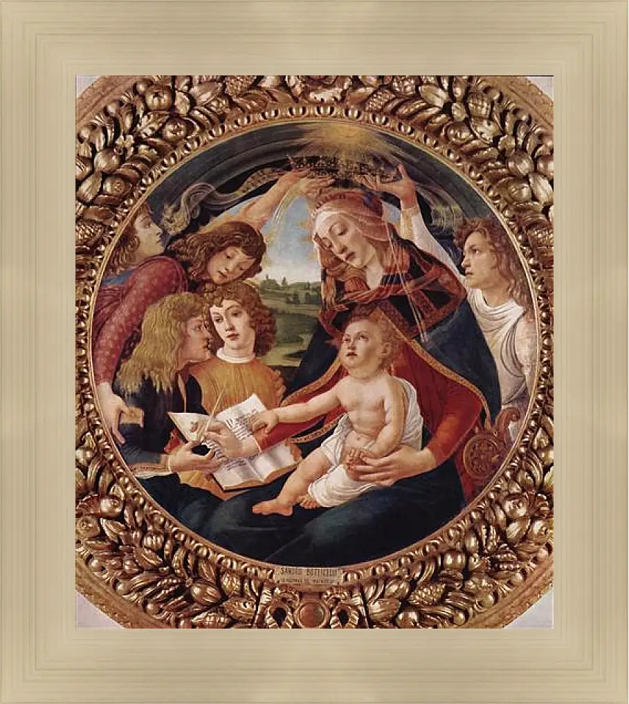 Картина в раме - Madonna with Christ Child. Сандро Боттичелли