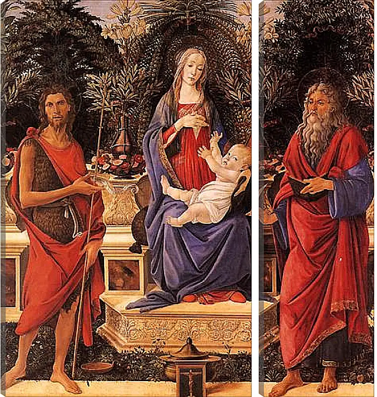 Модульная картина - Madonna with child between the both Johannes. Сандро Боттичелли