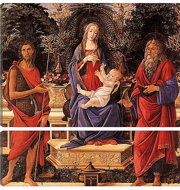 Модульная картина - Madonna with child between the both Johannes. Сандро Боттичелли