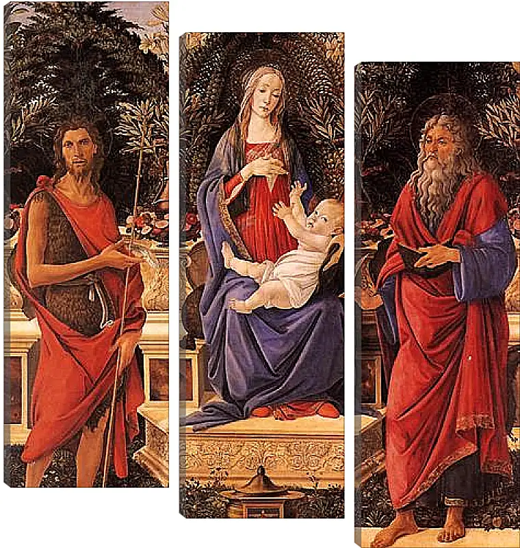 Модульная картина - Madonna with child between the both Johannes. Сандро Боттичелли