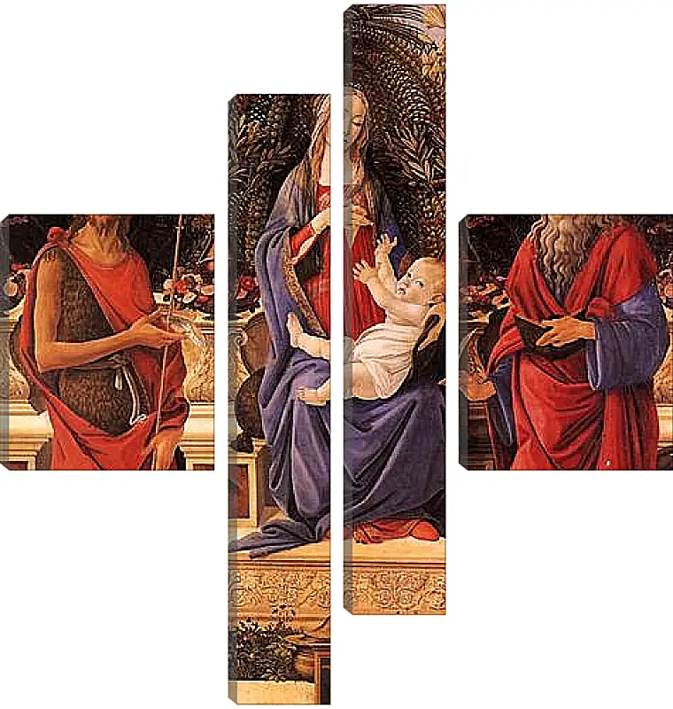 Модульная картина - Madonna with child between the both Johannes. Сандро Боттичелли