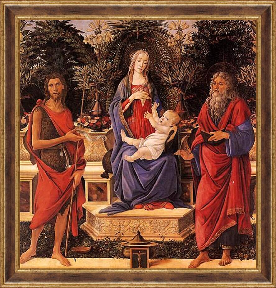 Картина в раме - Madonna with child between the both Johannes. Сандро Боттичелли