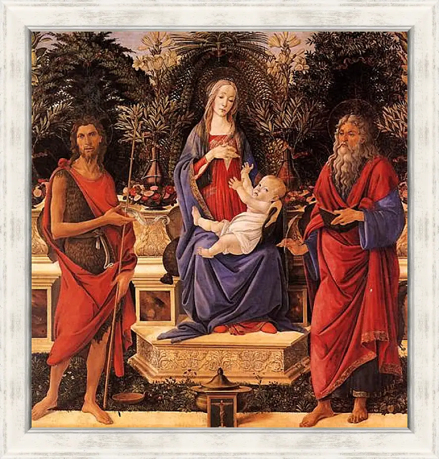 Картина в раме - Madonna with child between the both Johannes. Сандро Боттичелли