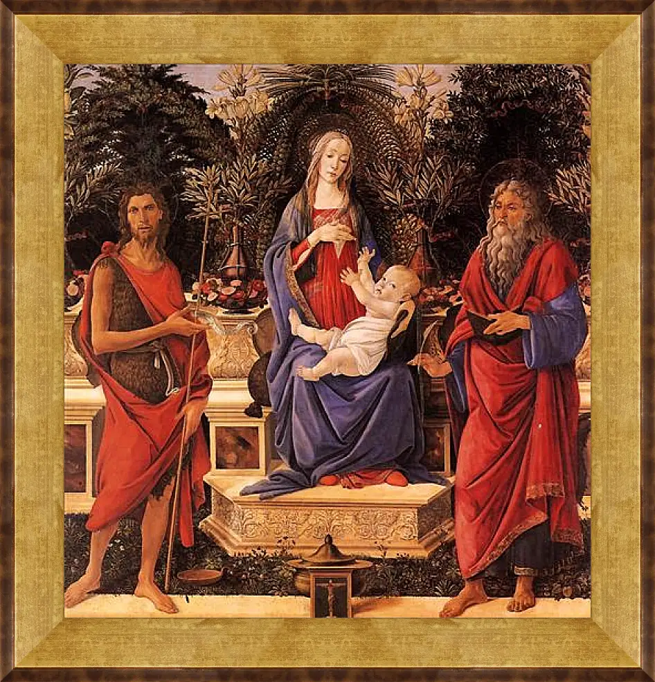 Картина в раме - Madonna with child between the both Johannes. Сандро Боттичелли