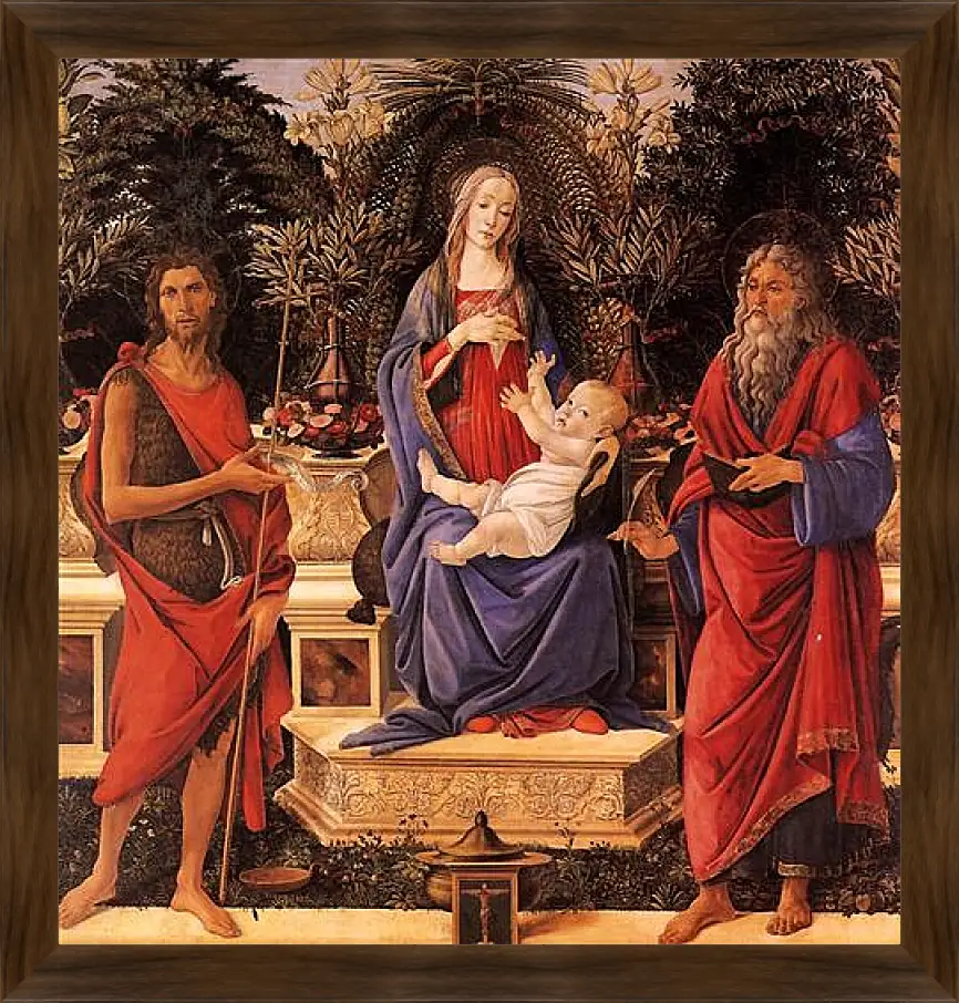 Картина в раме - Madonna with child between the both Johannes. Сандро Боттичелли