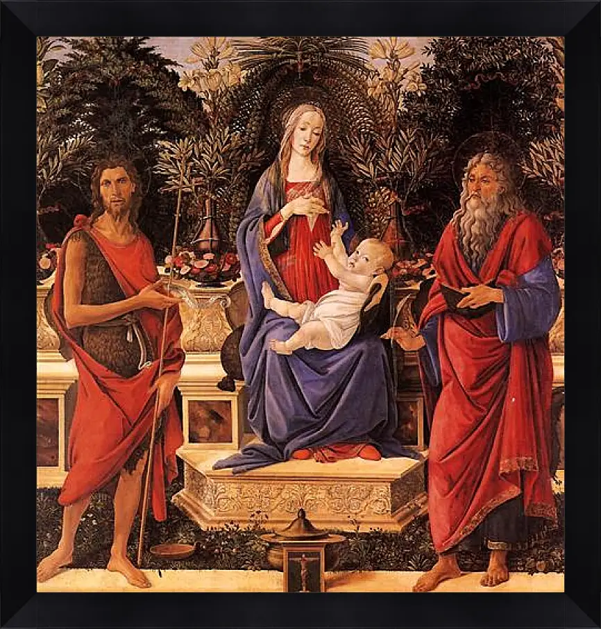 Картина в раме - Madonna with child between the both Johannes. Сандро Боттичелли