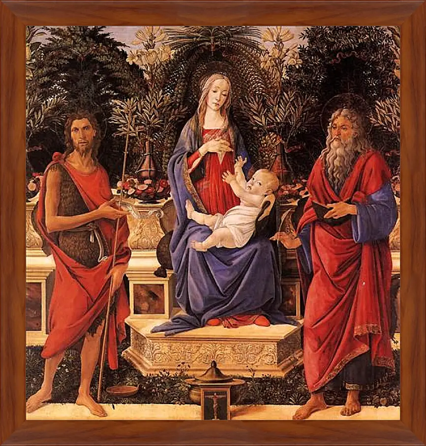 Картина в раме - Madonna with child between the both Johannes. Сандро Боттичелли