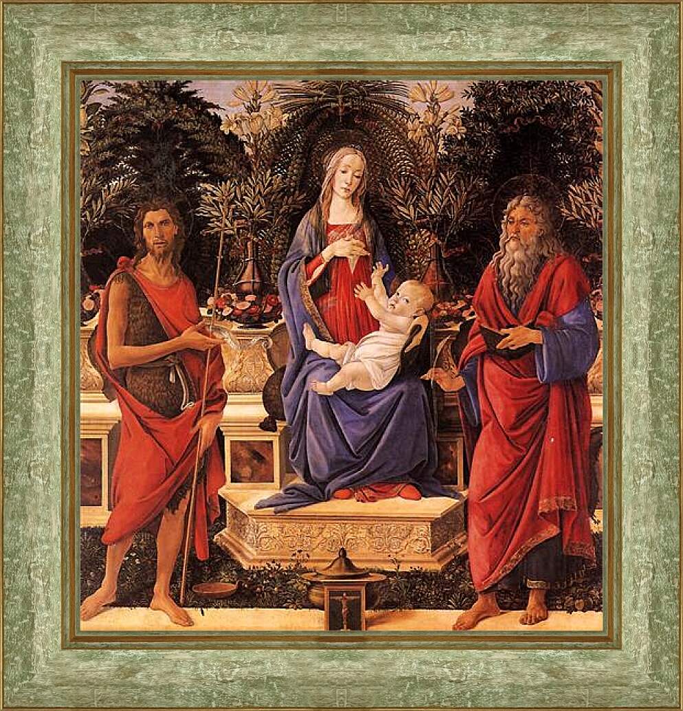 Картина в раме - Madonna with child between the both Johannes. Сандро Боттичелли