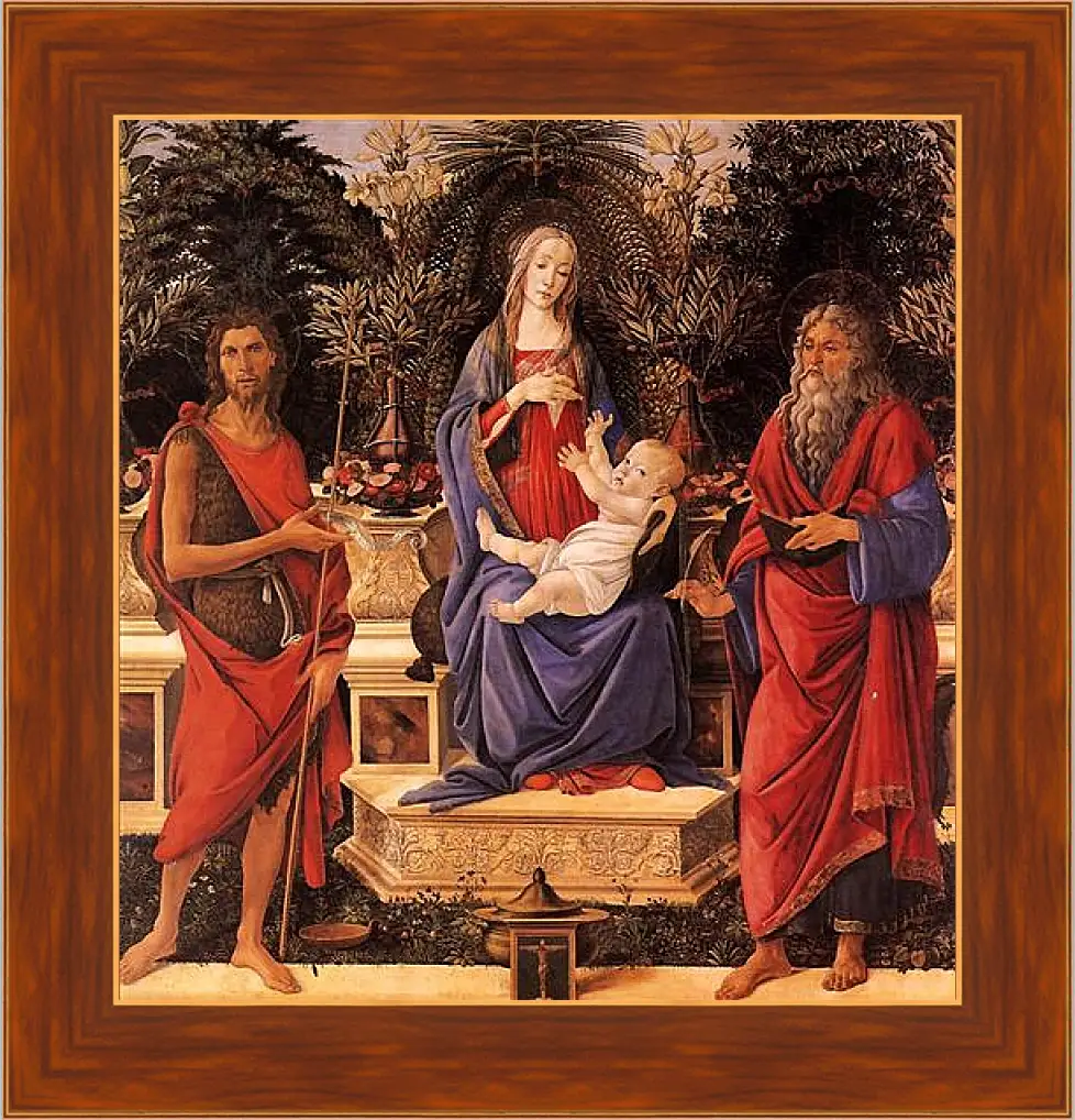 Картина в раме - Madonna with child between the both Johannes. Сандро Боттичелли