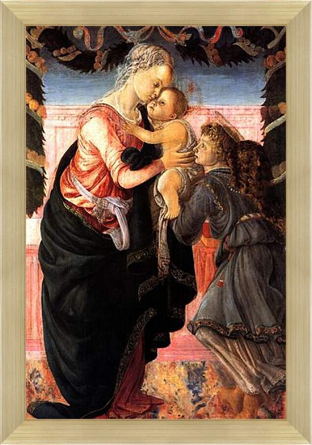 Картина в раме - Madonna with child and an angel. Сандро Боттичелли