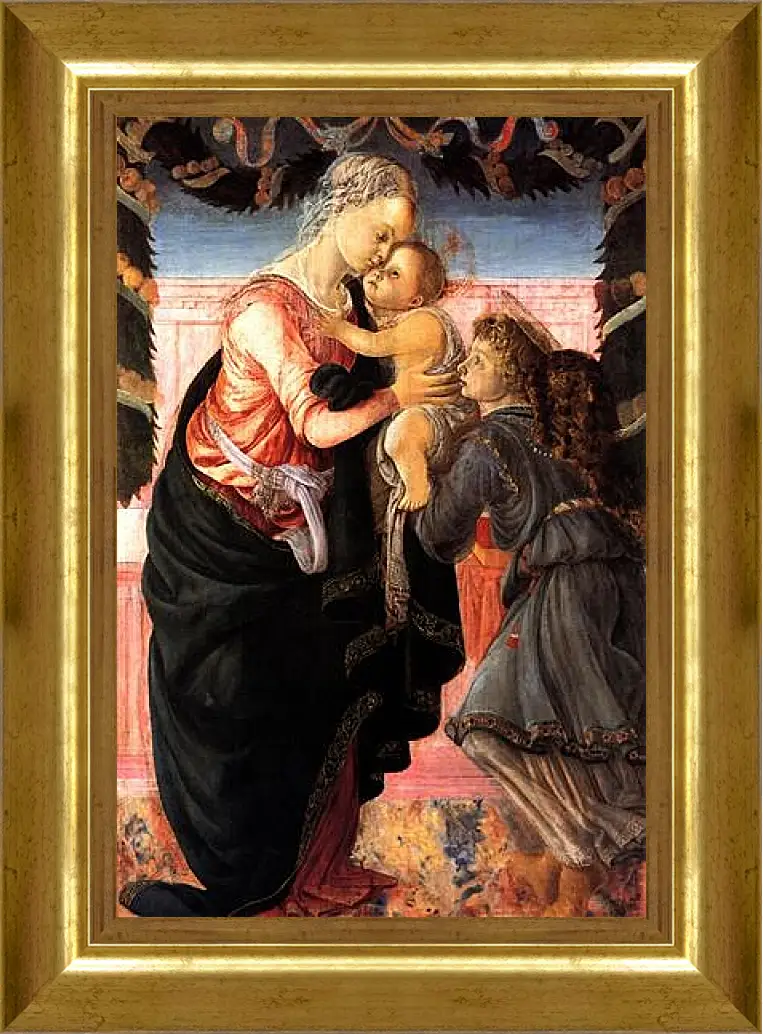 Картина в раме - Madonna with child and an angel. Сандро Боттичелли