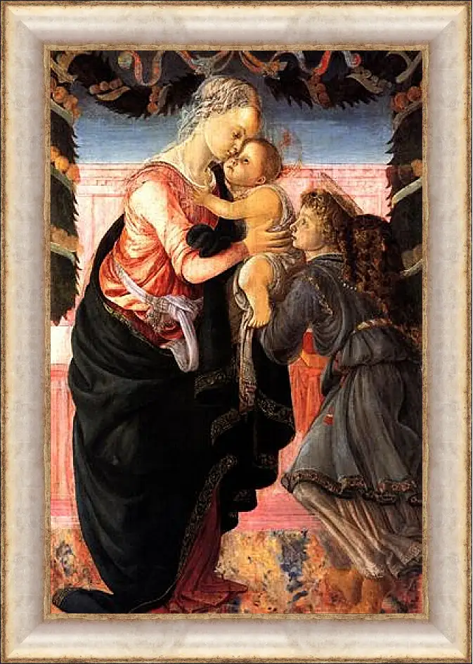Картина в раме - Madonna with child and an angel. Сандро Боттичелли