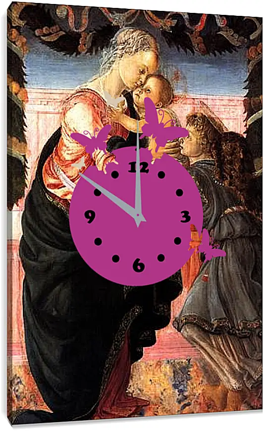 Часы картина - Madonna with child and an angel. Сандро Боттичелли