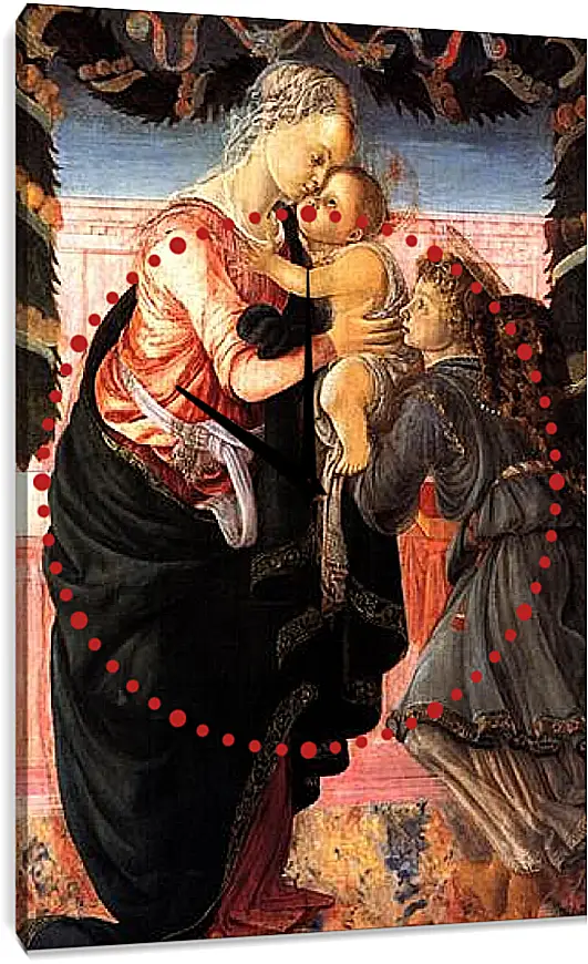 Часы картина - Madonna with child and an angel. Сандро Боттичелли