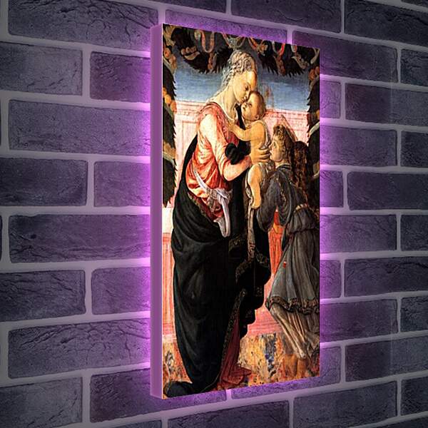 Лайтбокс световая панель - Madonna with child and an angel. Сандро Боттичелли