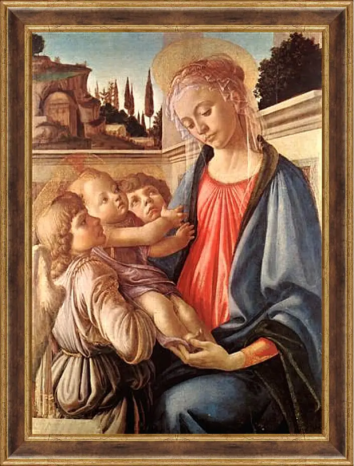 Картина в раме - Madonna and two angels. Сандро Боттичелли