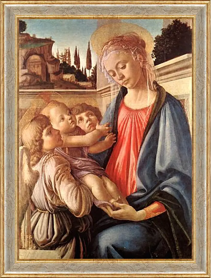 Картина в раме - Madonna and two angels. Сандро Боттичелли