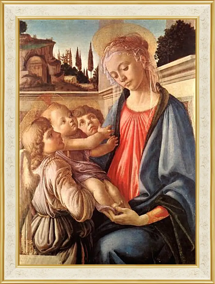 Картина в раме - Madonna and two angels. Сандро Боттичелли