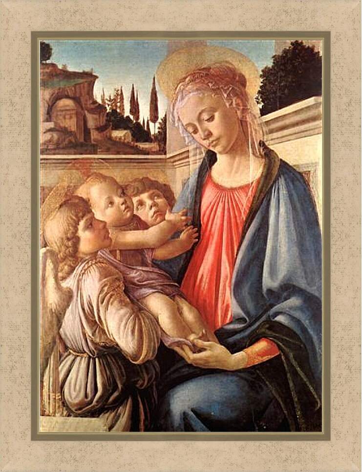 Картина в раме - Madonna and two angels. Сандро Боттичелли