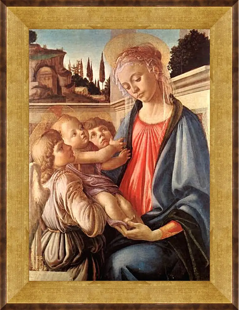 Картина в раме - Madonna and two angels. Сандро Боттичелли