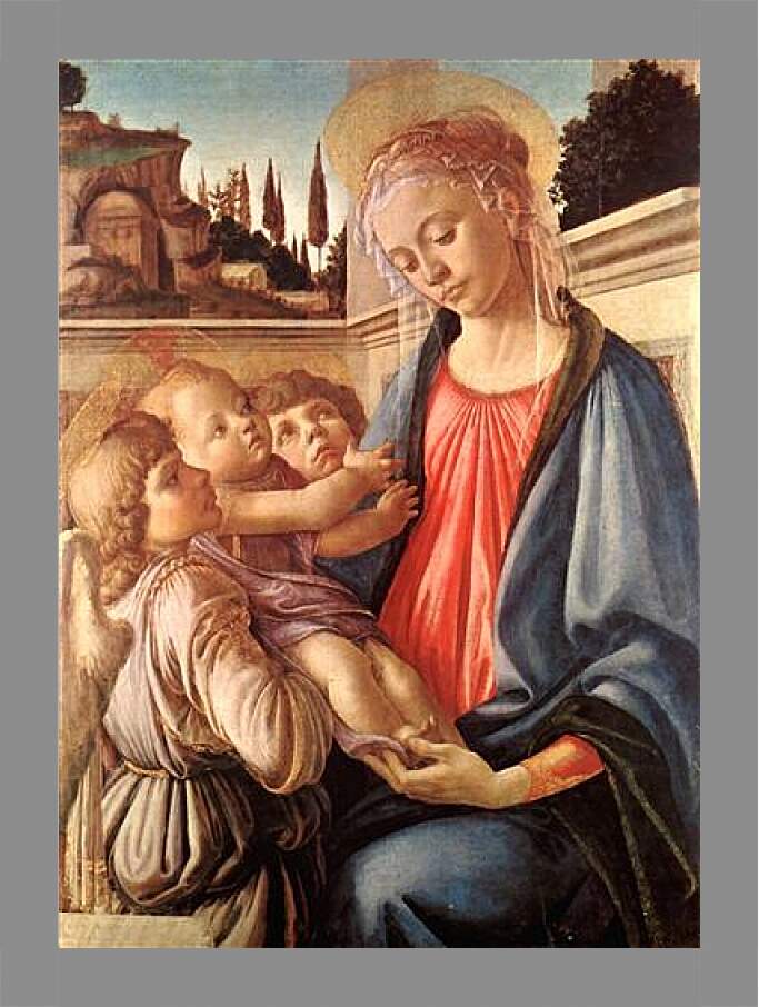 Картина в раме - Madonna and two angels. Сандро Боттичелли
