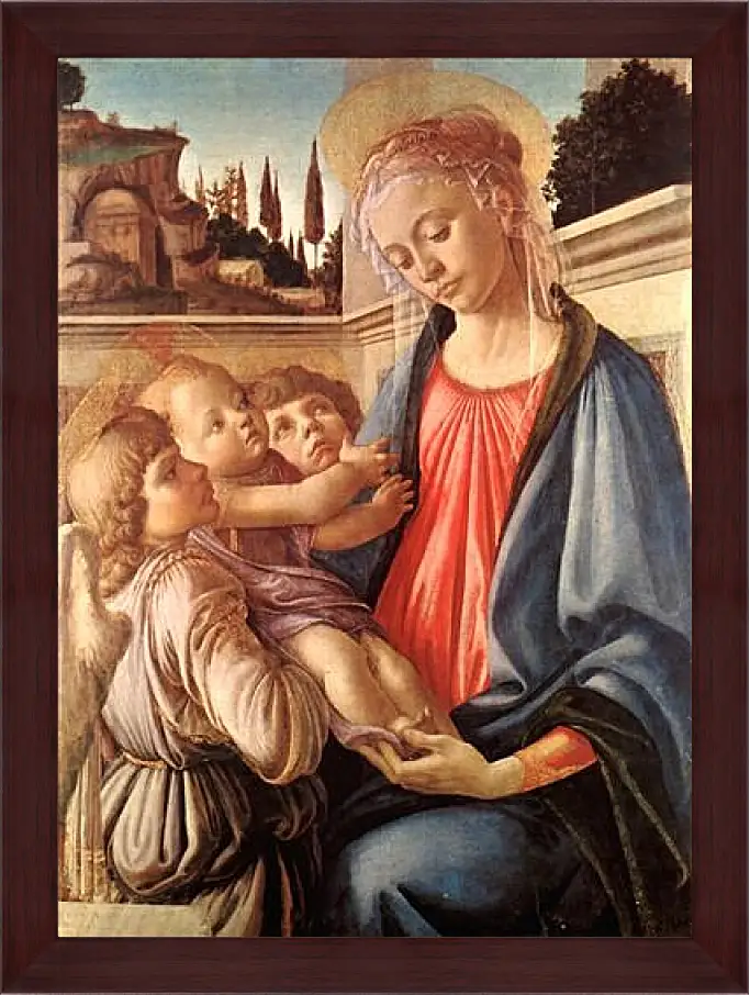 Картина в раме - Madonna and two angels. Сандро Боттичелли