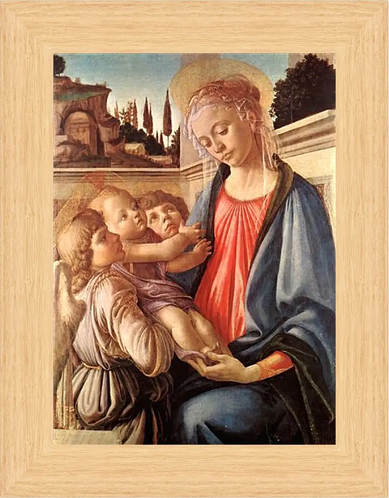 Картина в раме - Madonna and two angels. Сандро Боттичелли