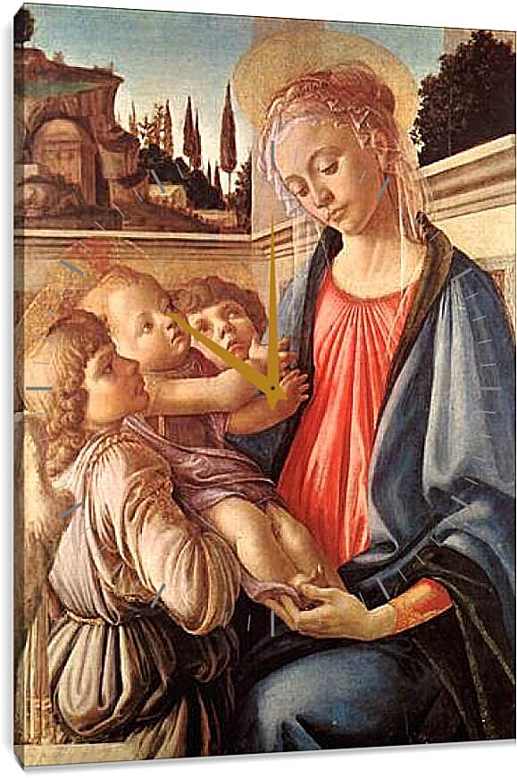 Часы картина - Madonna and two angels. Сандро Боттичелли