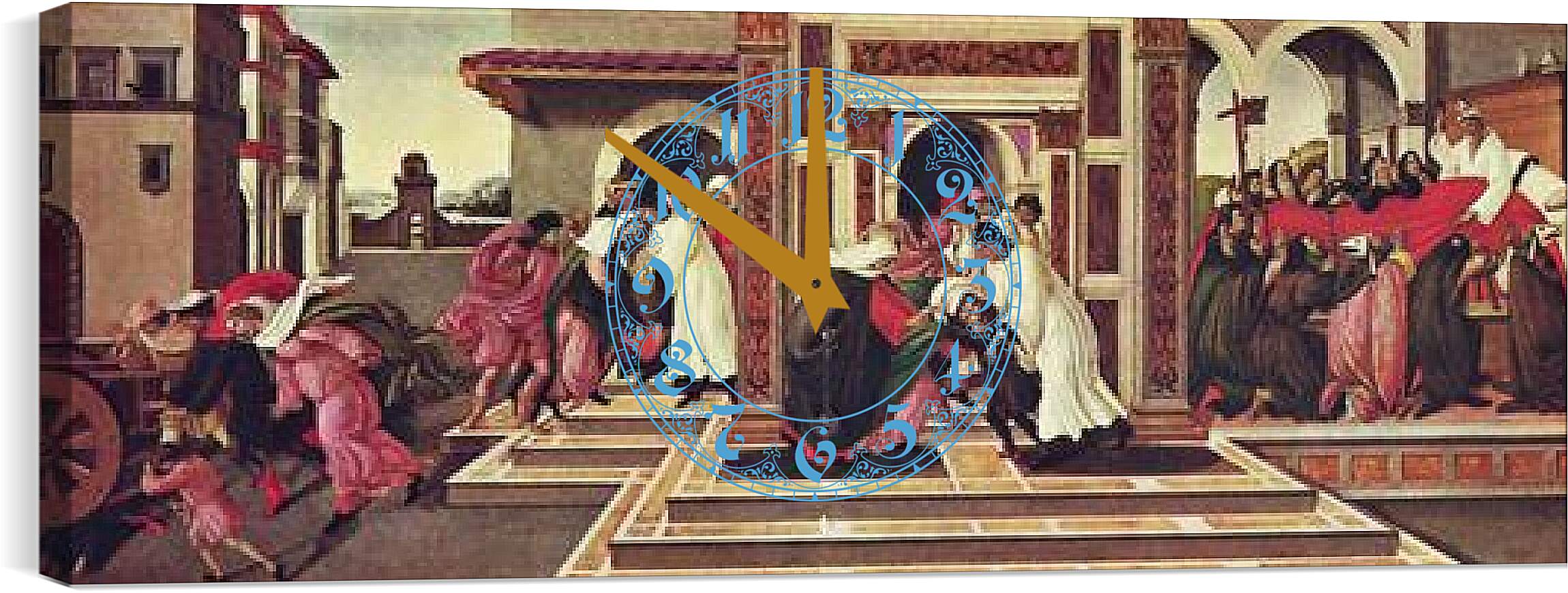Часы картина - Last Miracle and the Death of Zenobius. Сандро Боттичелли