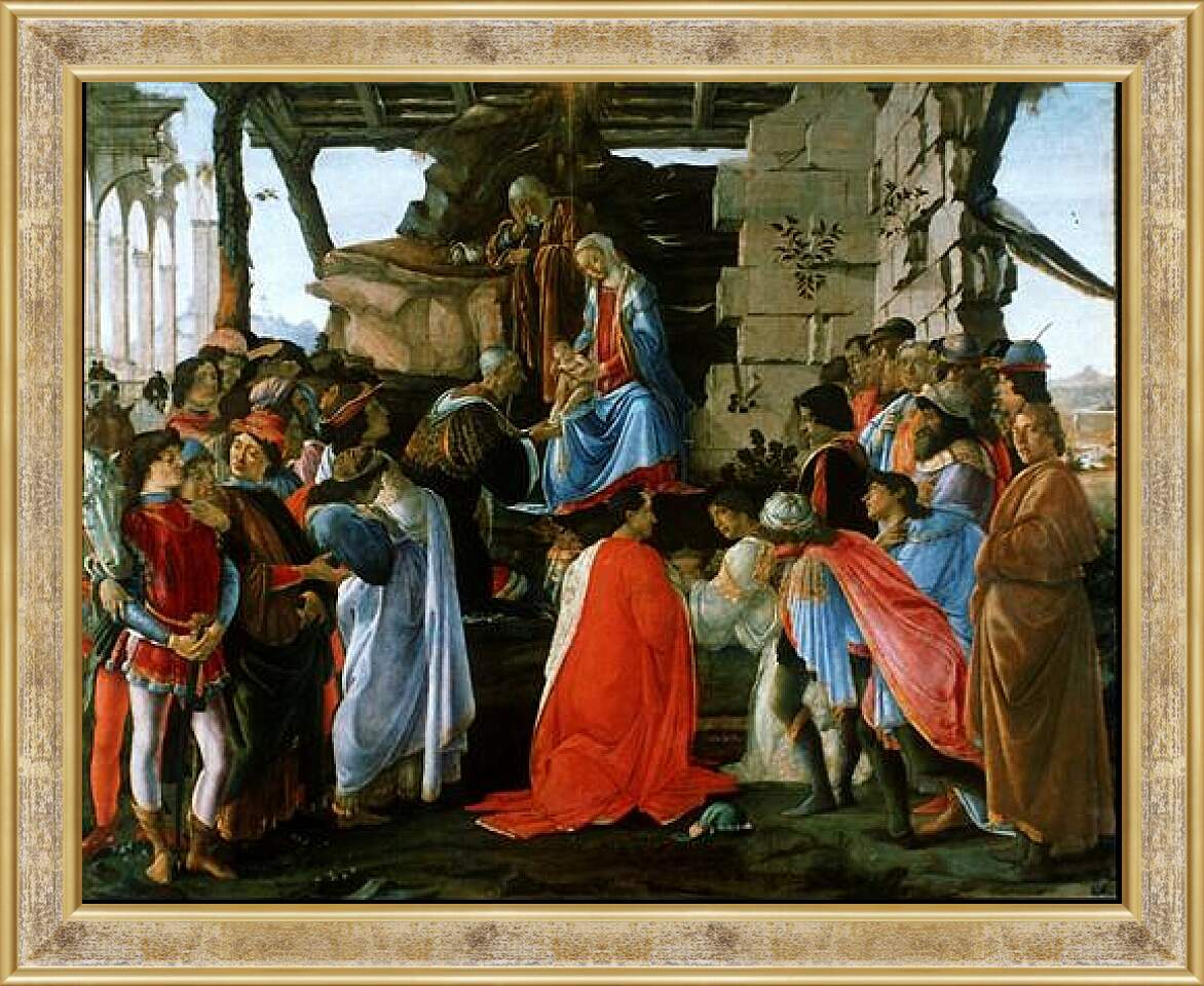 Картина в раме - Рождение Христа. Сандро Боттичелли