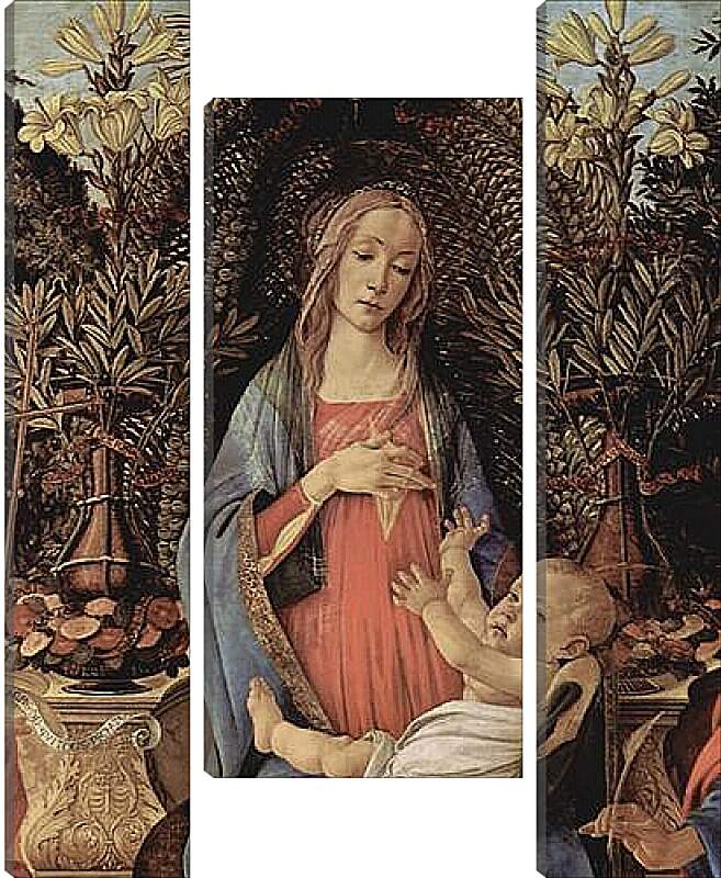 Модульная картина - Bardi altar, throne end of Madonna, Johannes of the Taeufer and Johannes of the EH gelist, detail Maria and Christuskind. Сандро Боттичелли