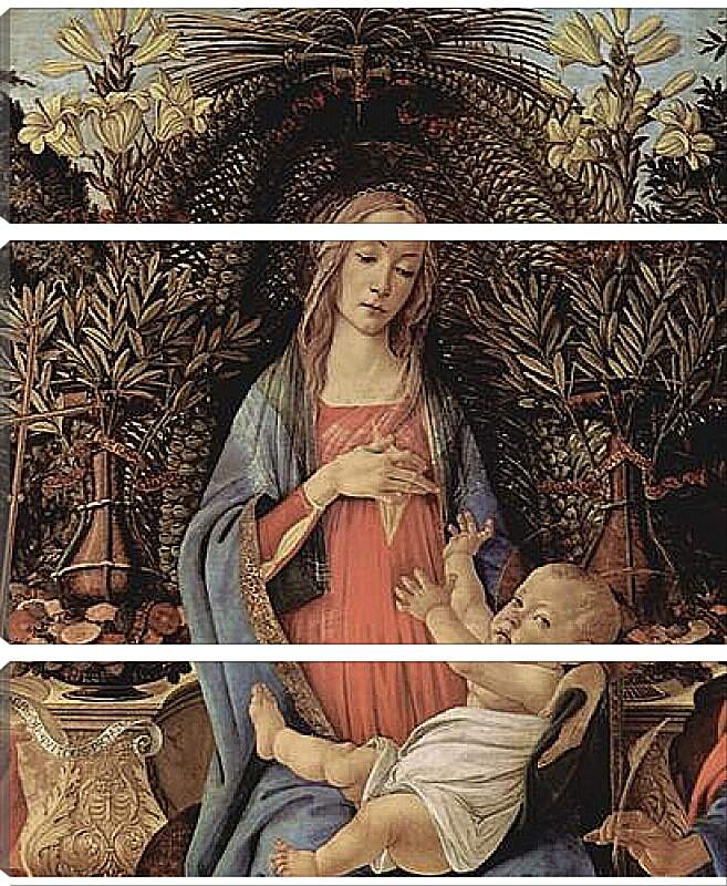Модульная картина - Bardi altar, throne end of Madonna, Johannes of the Taeufer and Johannes of the EH gelist, detail Maria and Christuskind. Сандро Боттичелли