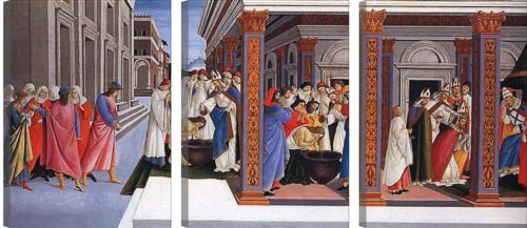 Модульная картина - Baptism of St. Zenobius and His Appointment as a Bishop. Сандро Боттичелли