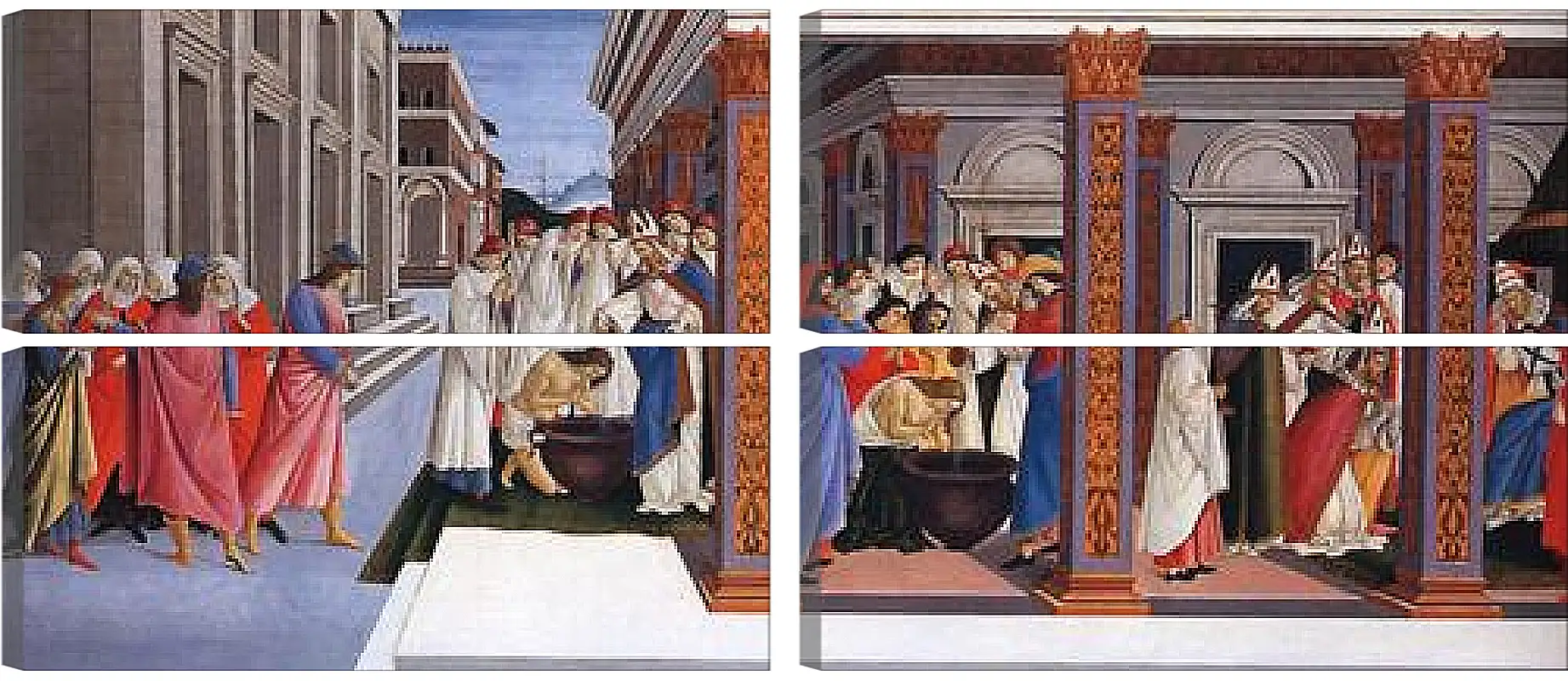 Модульная картина - Baptism of St. Zenobius and His Appointment as a Bishop. Сандро Боттичелли