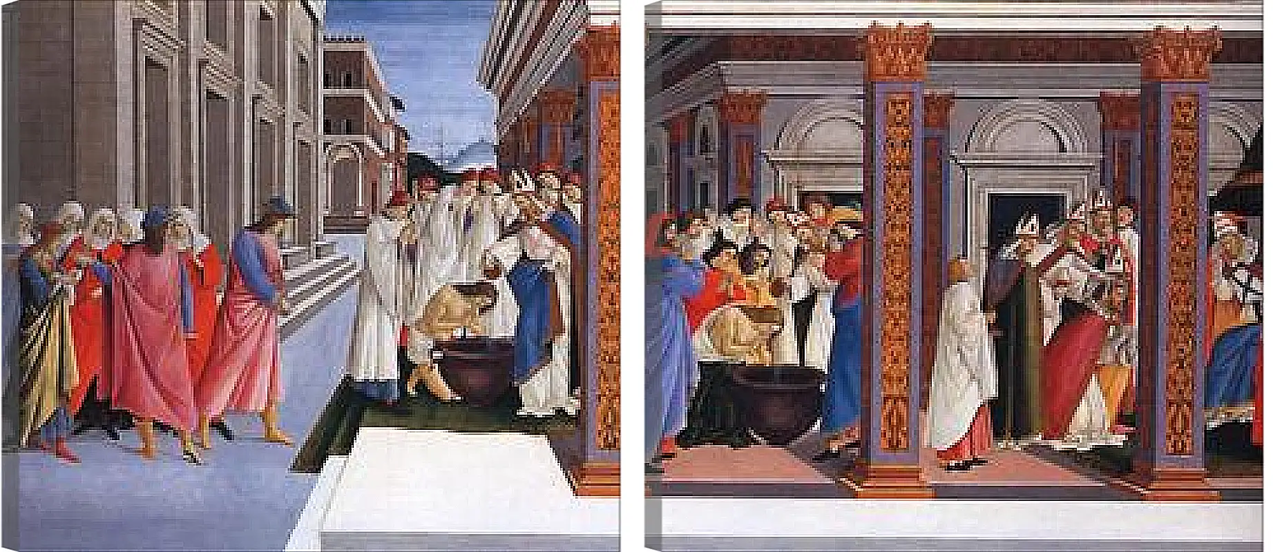 Модульная картина - Baptism of St. Zenobius and His Appointment as a Bishop. Сандро Боттичелли