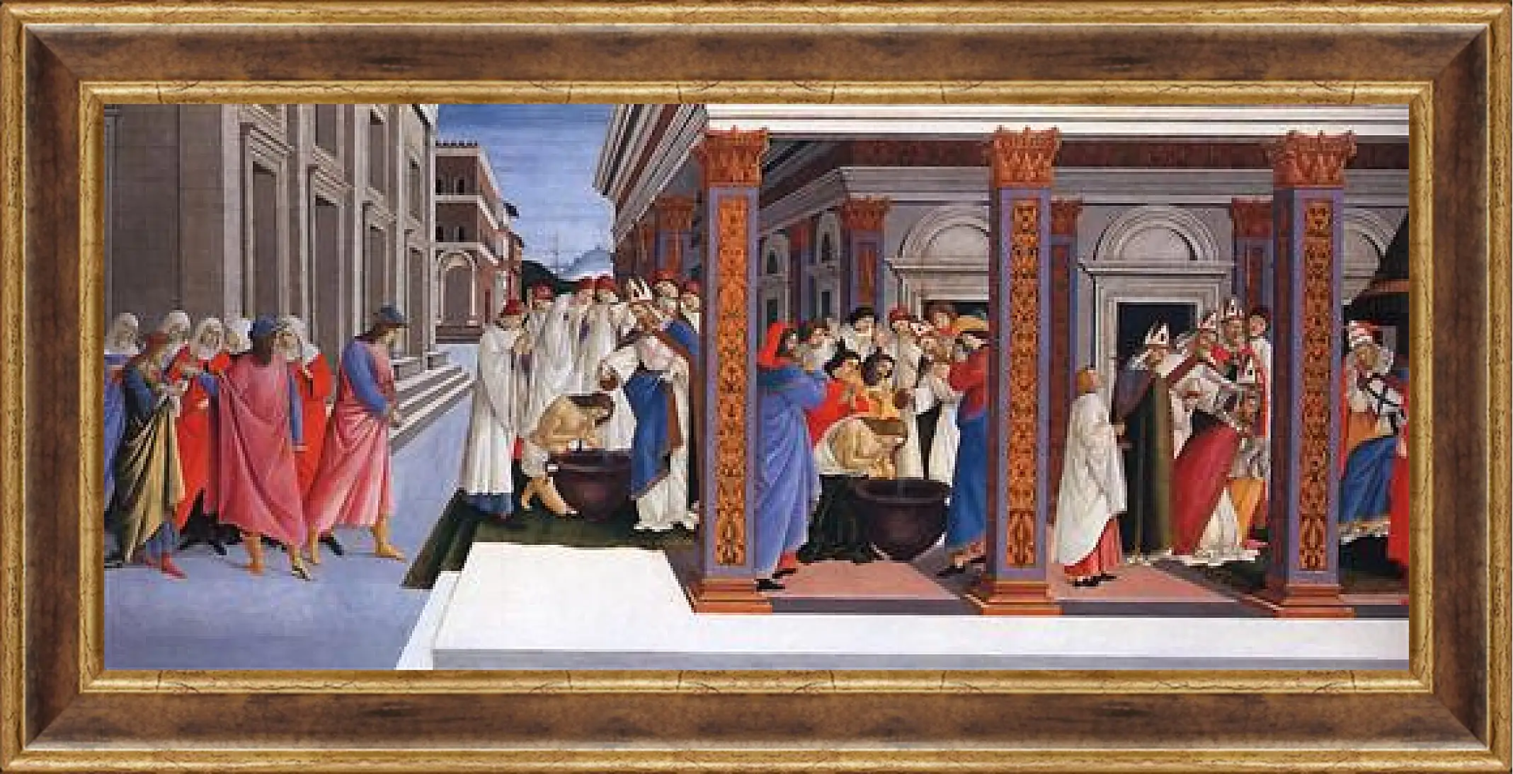 Картина в раме - Baptism of St. Zenobius and His Appointment as a Bishop. Сандро Боттичелли