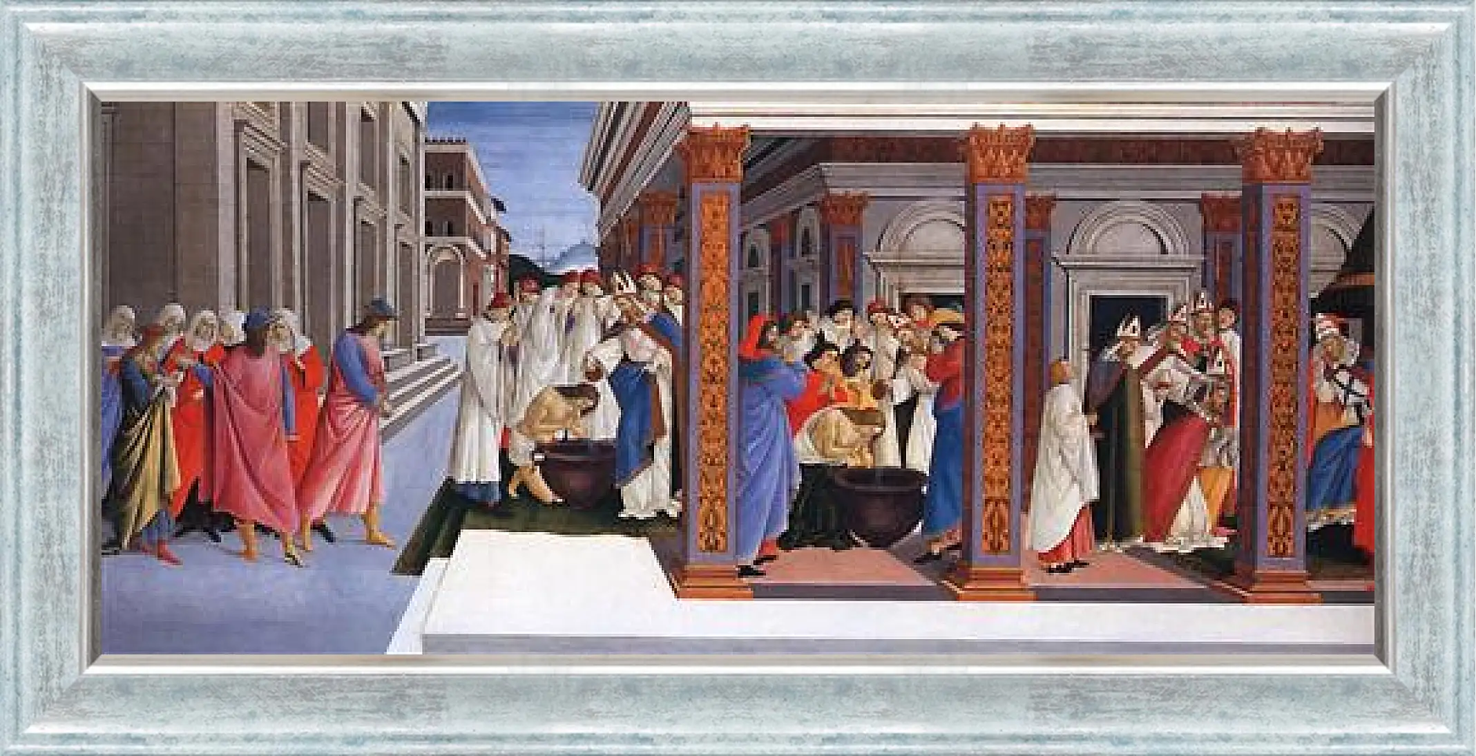 Картина в раме - Baptism of St. Zenobius and His Appointment as a Bishop. Сандро Боттичелли