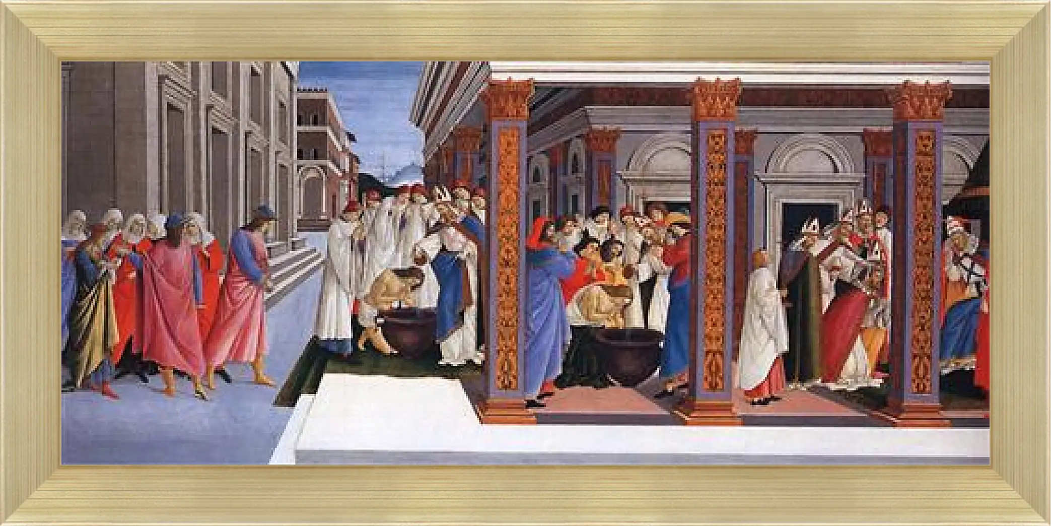 Картина в раме - Baptism of St. Zenobius and His Appointment as a Bishop. Сандро Боттичелли