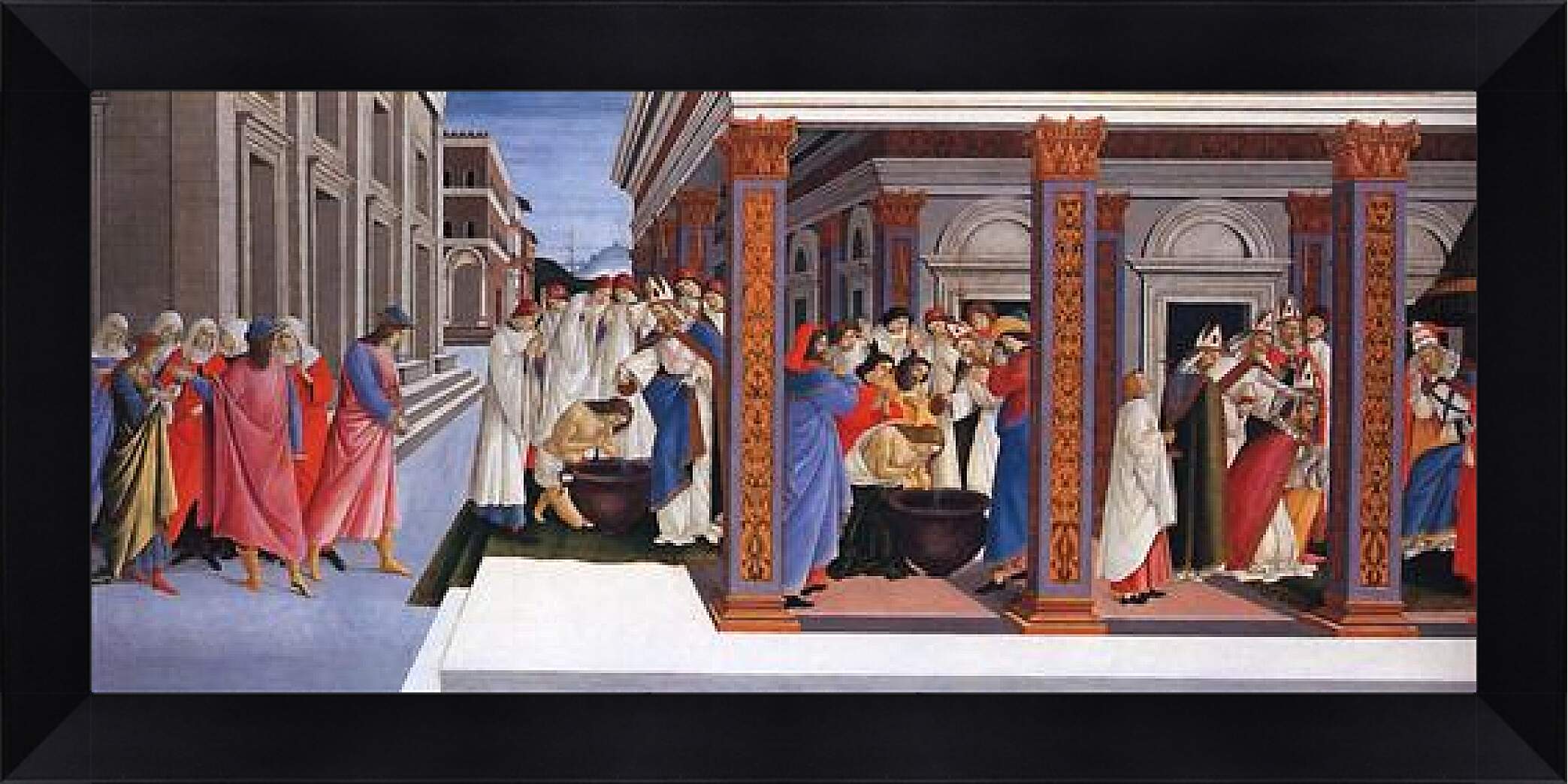 Картина в раме - Baptism of St. Zenobius and His Appointment as a Bishop. Сандро Боттичелли
