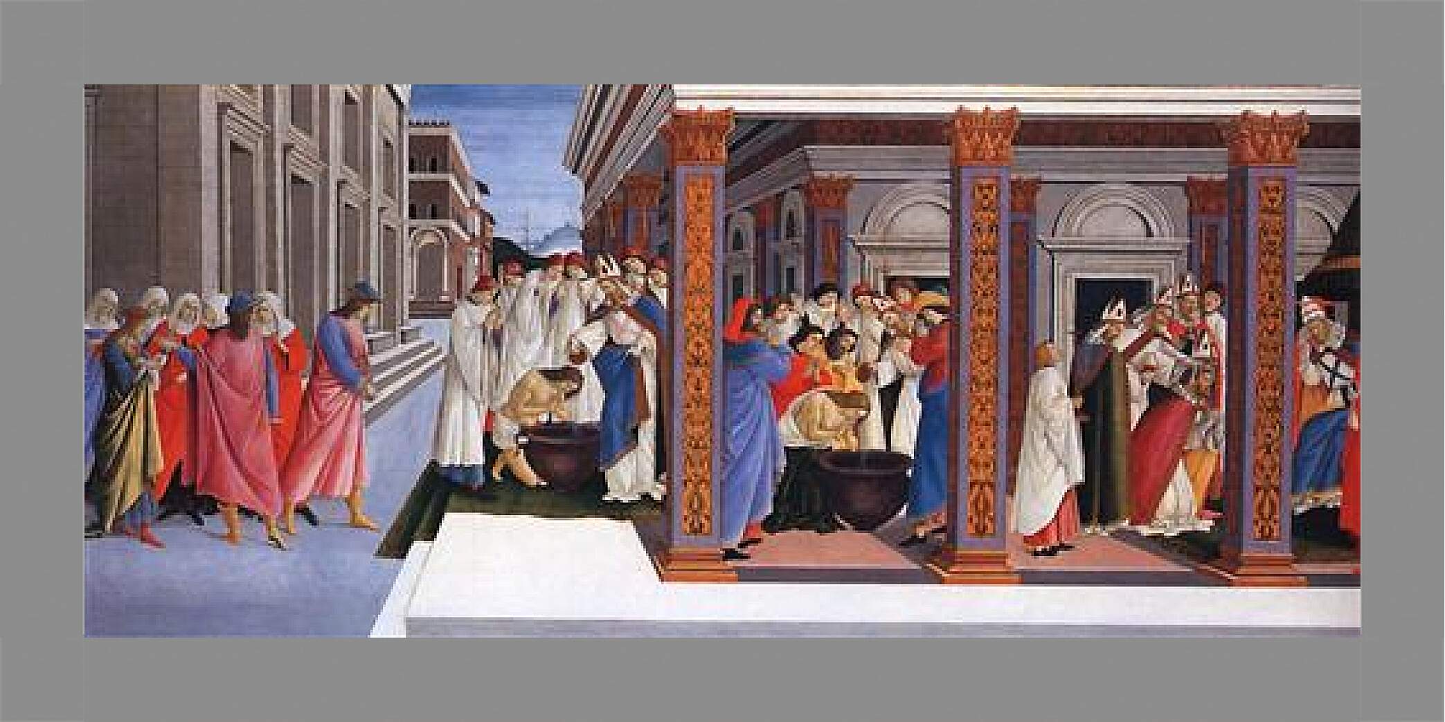 Картина в раме - Baptism of St. Zenobius and His Appointment as a Bishop. Сандро Боттичелли
