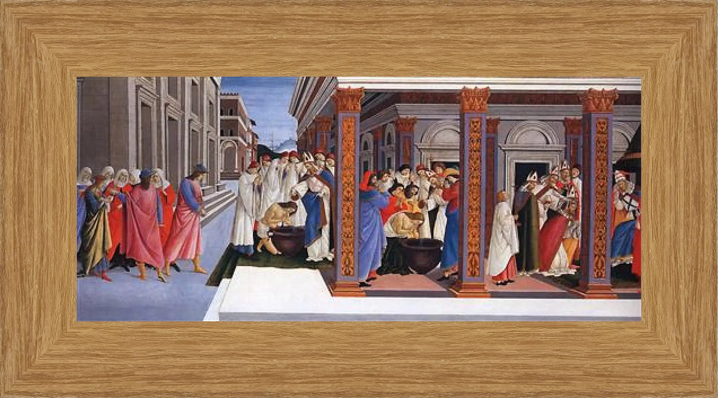 Картина в раме - Baptism of St. Zenobius and His Appointment as a Bishop. Сандро Боттичелли