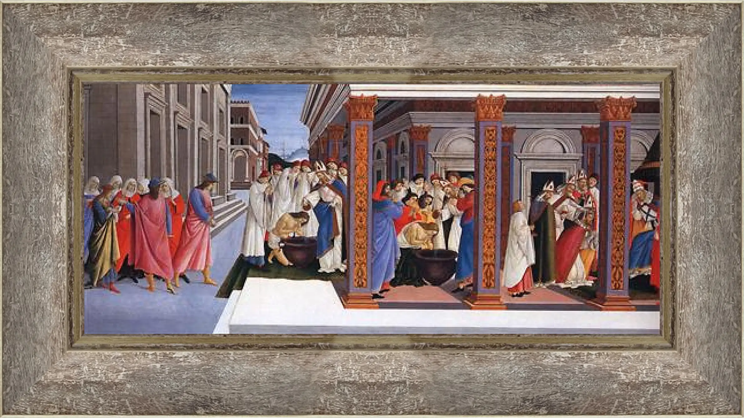 Картина в раме - Baptism of St. Zenobius and His Appointment as a Bishop. Сандро Боттичелли