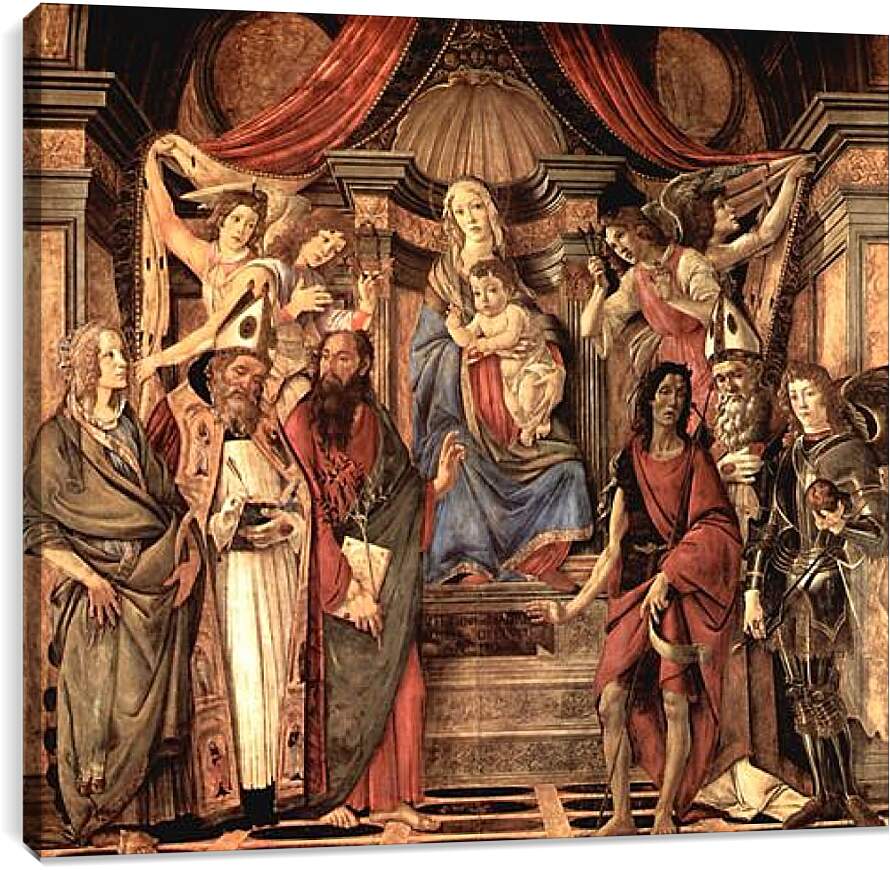 Постер и плакат - Altar table, main board Throne end of Madonna. Сандро Боттичелли