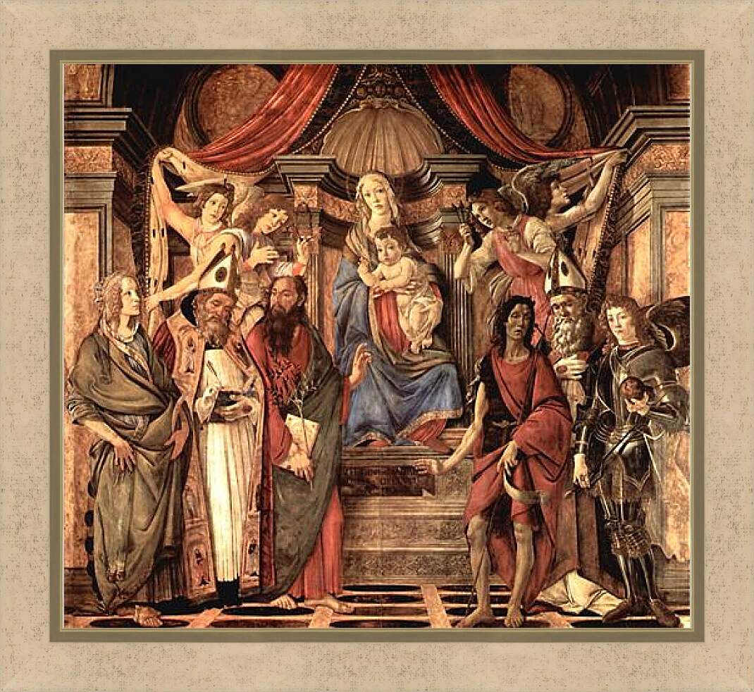 Картина в раме - Altar table, main board Throne end of Madonna. Сандро Боттичелли